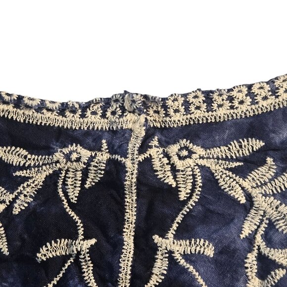 Blue & White Embroidered Tie-Front Kimono Cardigan  One Size  100% Viscose - Picture 7 of 13